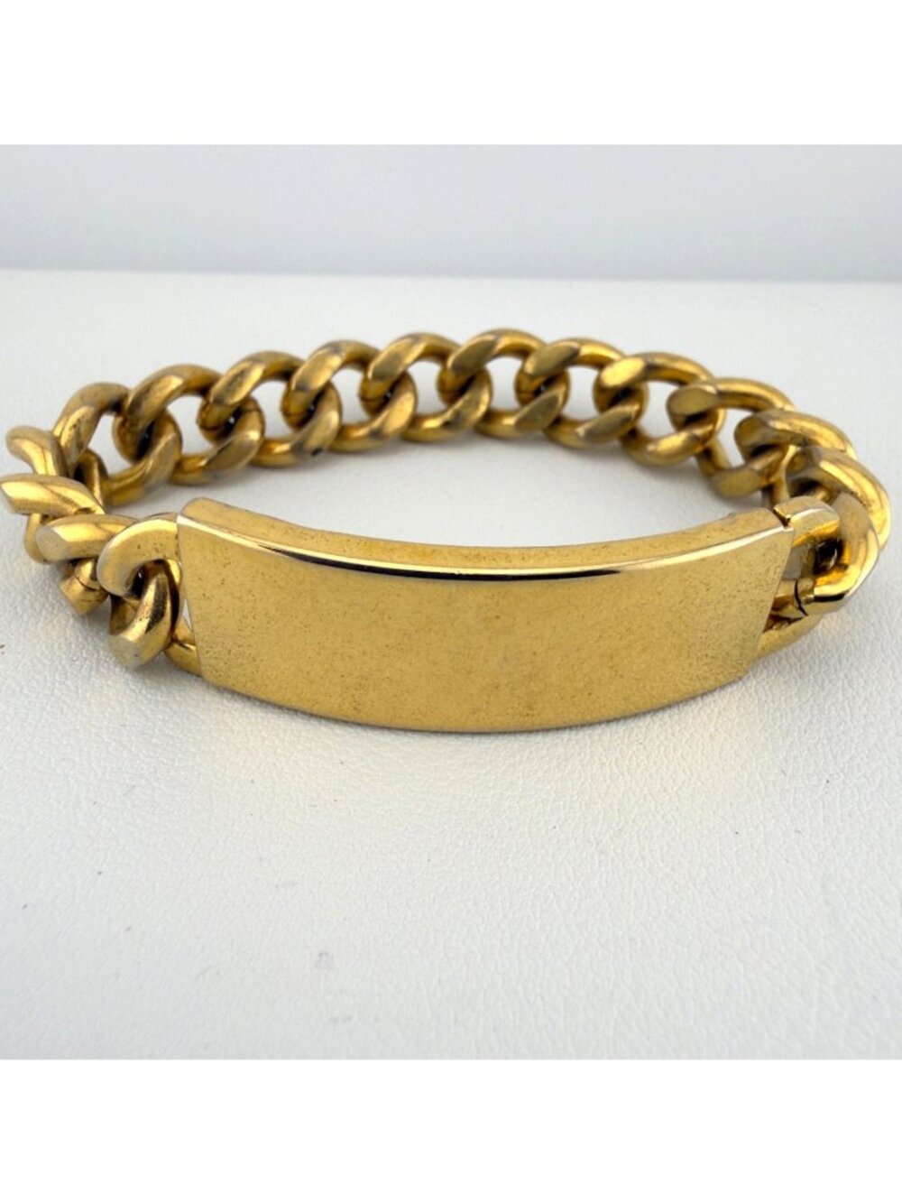 Vintage ID Bracelet Blank Chunky Gold Electroplate Champion Heavy 6.5”